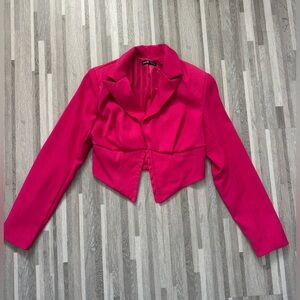 Shein Fuchsia Pink Cropped Corset-Style Blazer, NWT, Size S